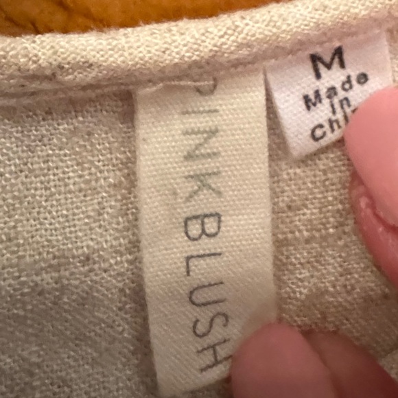 PINKBLUSH Beige Raw Edge Bell Sleeve Babydoll Maternity Dress Size Medium - Picture 10 of 10